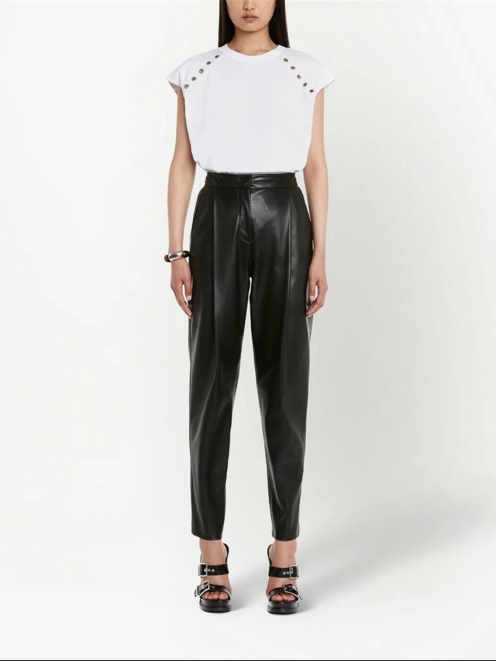 Alexander McQueen Black Lambskin Nappa Leather Pleated Pants IT 44 US 8 Italy